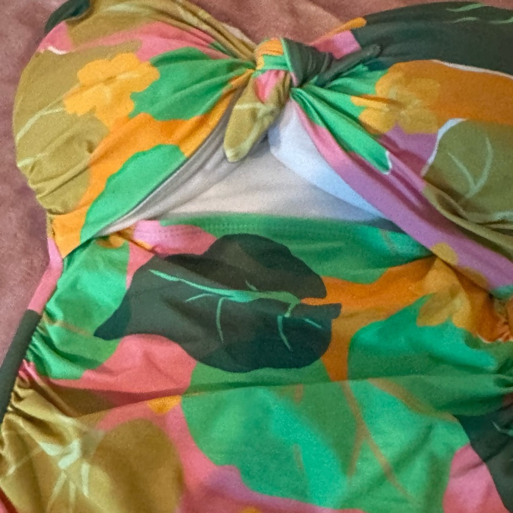 Kate Spade Cucumber Floral Tie Bandeau One-Piece - Picture 4 of 6